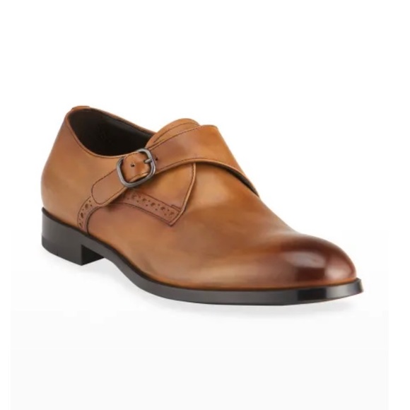 ZEGNA Men's Smooth Leather Single-Monk Slip-On Shoes - Picture 1 of 4